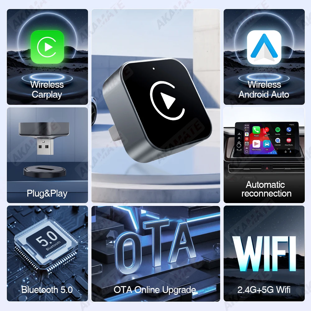 Wireless Android Auto Carplay Box/Adapter Smart USB Dongle Convert Wired To Wireless Auto Connect for Factory Wired CarPlay Cars image 6