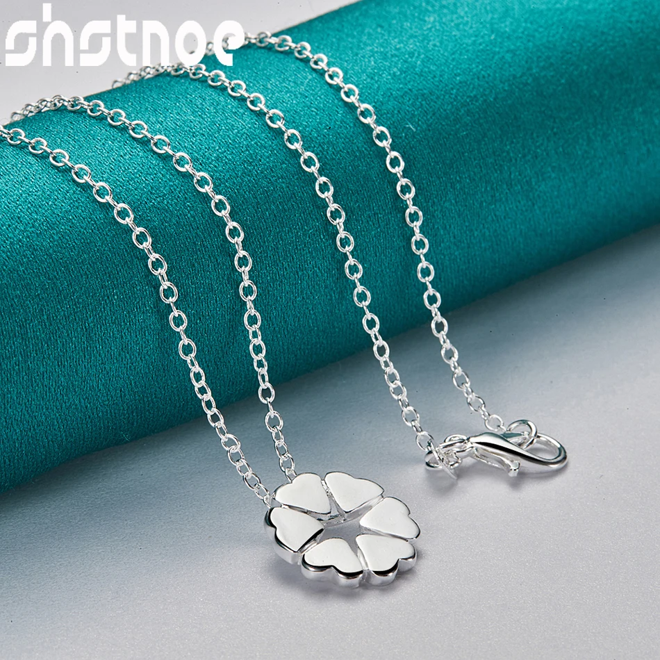 925 Sterling Silver Jewelry Sets Fashion Series Hollow Flower Heart Pendant Necklace Earring For Woman Bridal Wedding Birthday