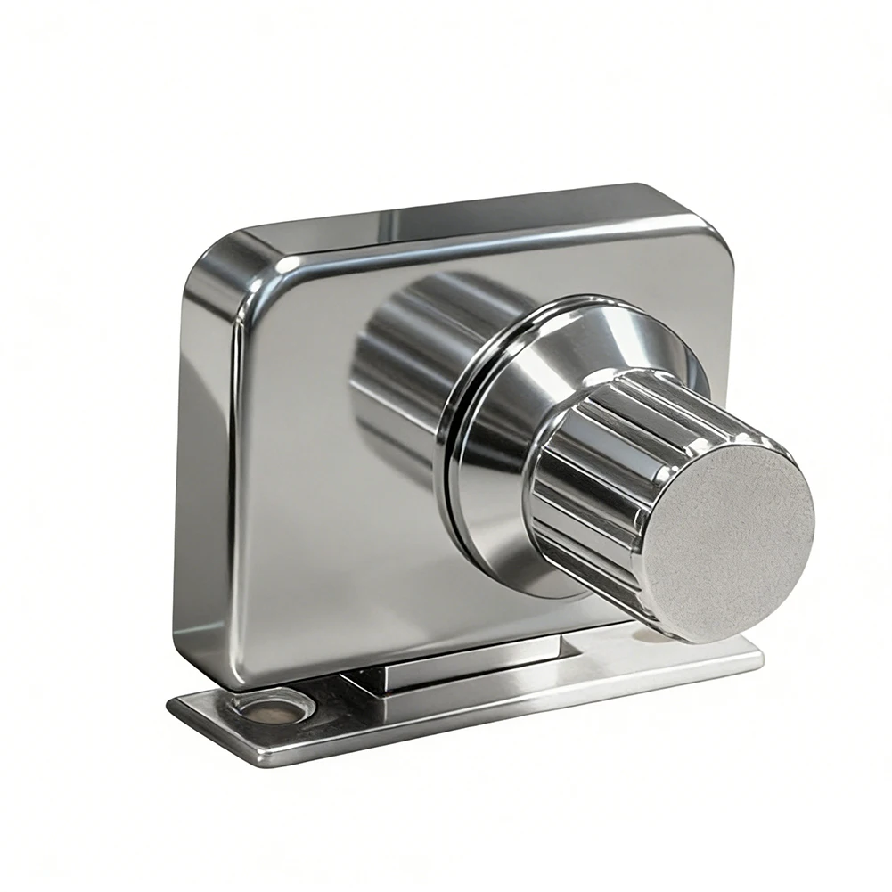 Clamp Mount Frameless Glass Door Lock 304 Stainless Steel for 4.3x3.5cm and 4.8x3.5cm Glass Panels Brushed Nickel