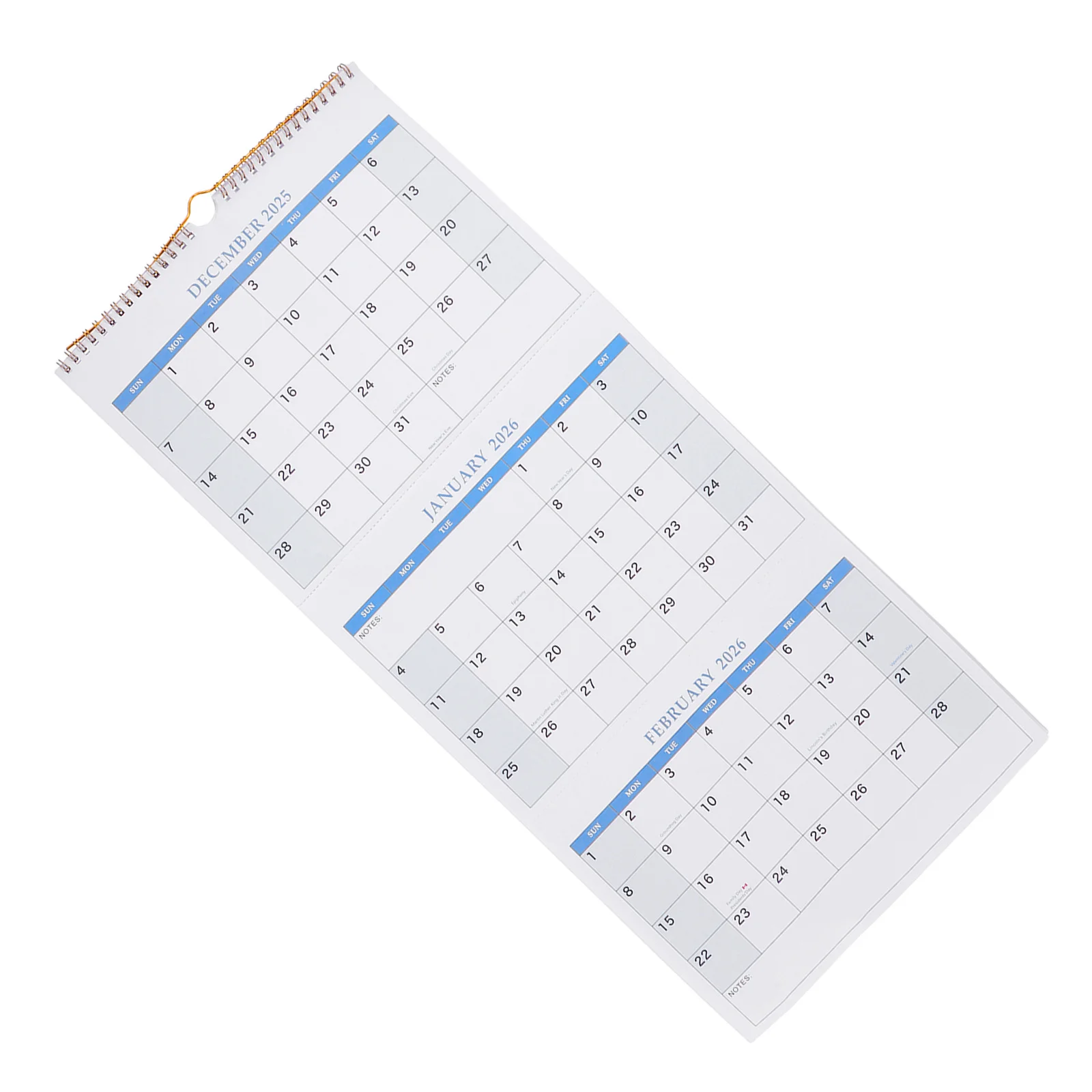 تقويم حائط لمدة 3 أشهر 2025-2027 مخطط معلق عمودي تصميم مطوي كتل يومية واسعة سلك مزدوج ربط للمنزل والمكتب