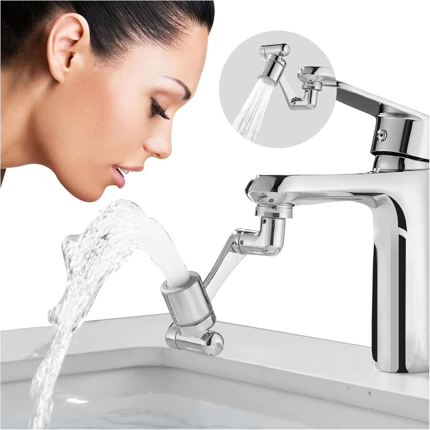 

1080° Swivel Faucet Extender with 2-Mode Splash, Universal Rotating Spray Attachment for Kitchen and Bathroom Sinks