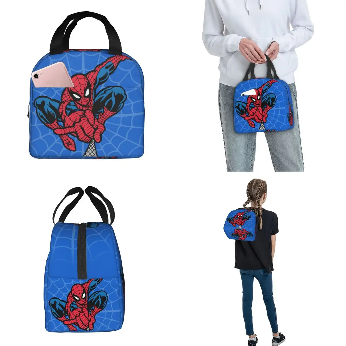 Bolsas de almuerzo con aislamiento de Spider-man, bolsa enfriadora, contenedor de almuerzo, Tote portátil, Picnic universitario para niños y niñas