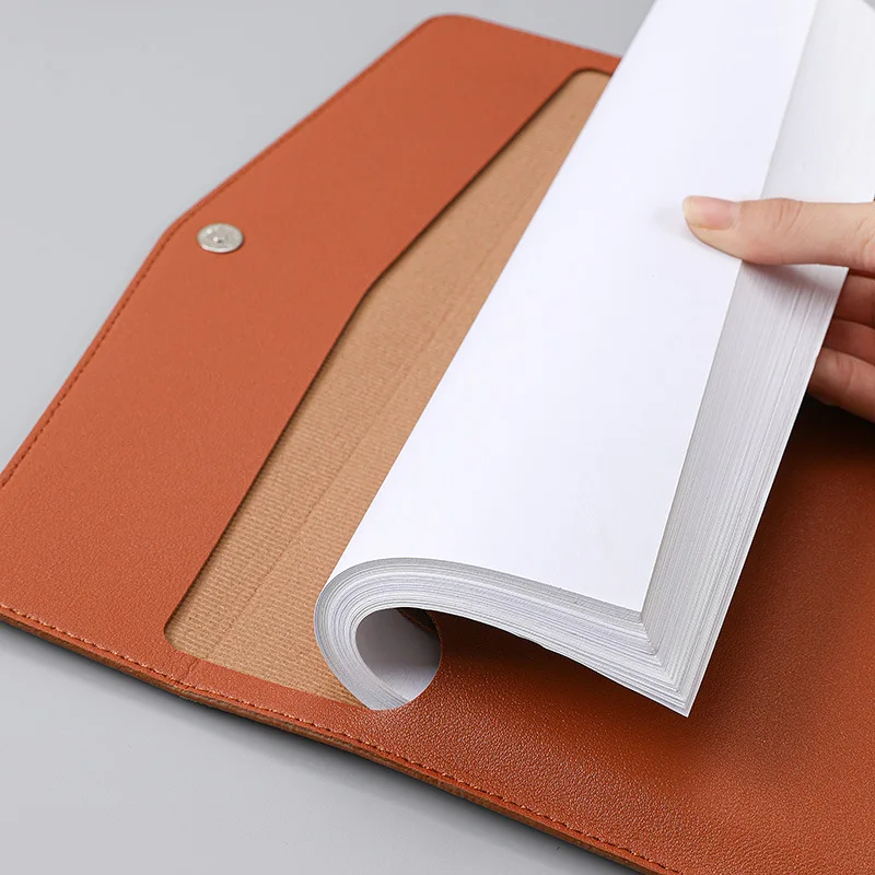 Leather Document Bag A4 Envelope Document Holder Quality PU Leather Document Pouch Femme Document Organizer File Bag