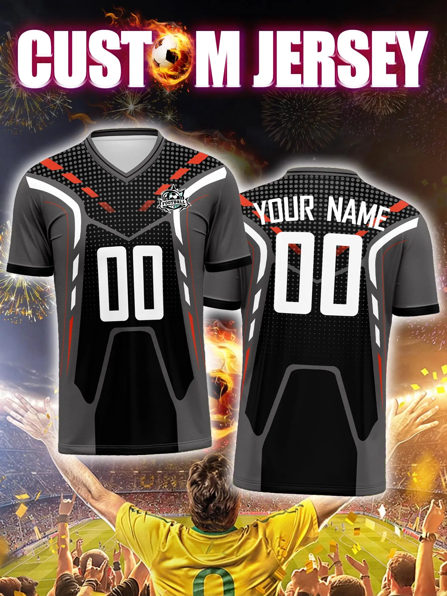 Custom Soccer Jersey With Custom Image, Number And Name, relaxed street daily fashion football apparel