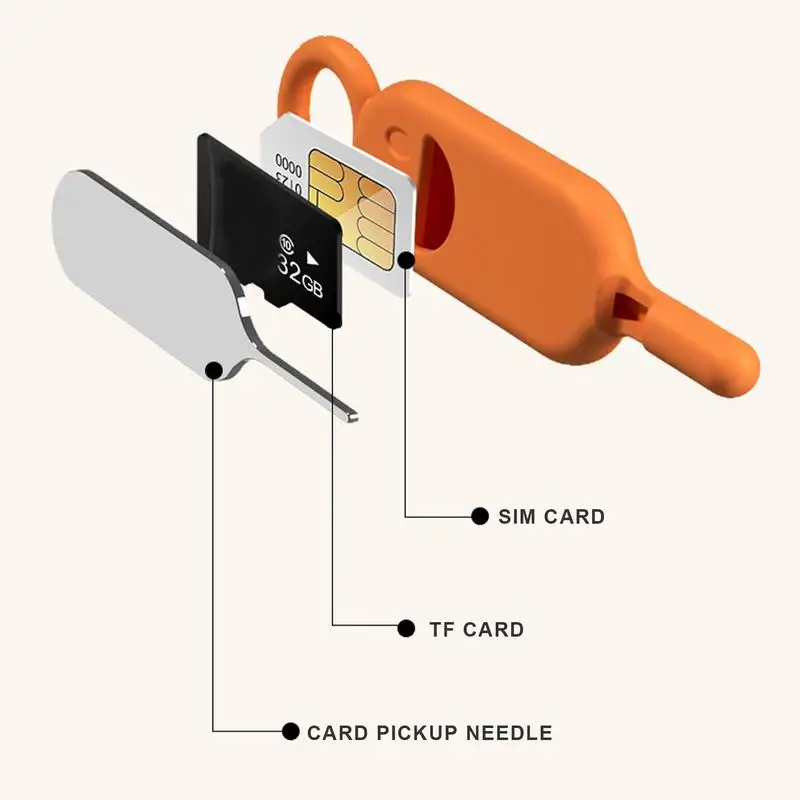 Anti-Lost Card Eject Pin Ejetar Pin Abridor de agulhas Ferramenta de abertura de bandeja de cartão Protetor de cartão de telefone móvel