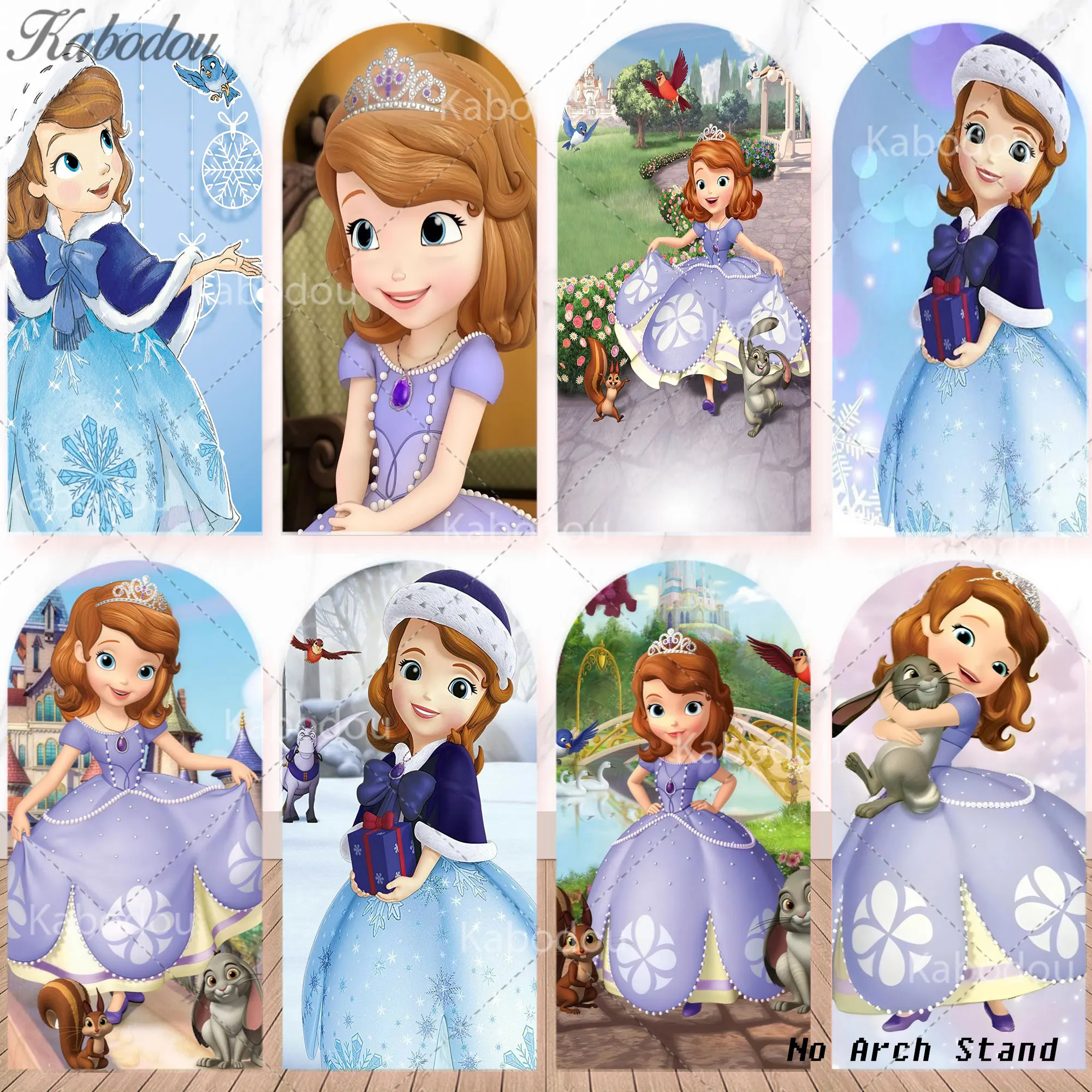 Sofia the First Backdrop Arch Cover Girl 1st Birthday Party Decor Baby Shower Photography Background Stretch Fabric Photo Props