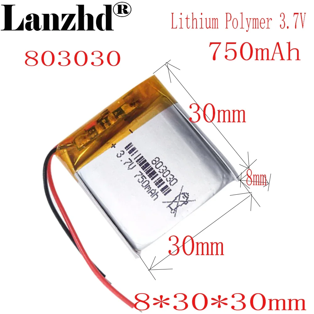 

1-12pcs 753030 3.7V Li batteries 700mah 803030 Universal Li-ion battery for Fheadphones JBL E45 GBL Bicycle light