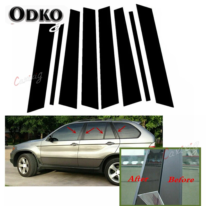 

Glossy Piano Black Car Pillar Posts Door Window Trim Covers Decal Stickers Fit for BMW X5 E70 E53 F15 X5M F85 G05 G18 IX5