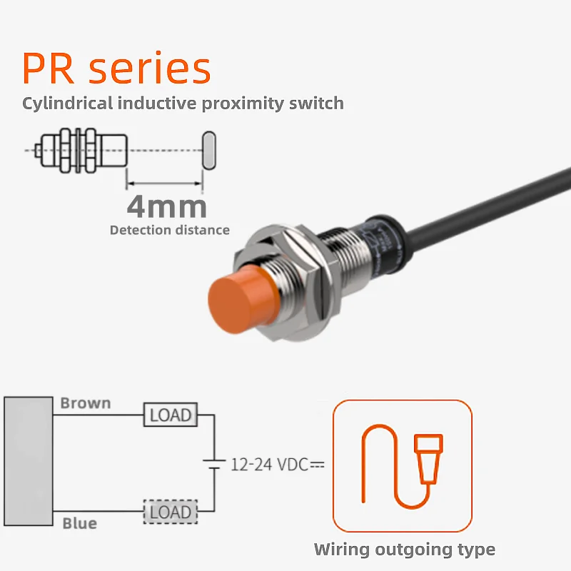 Proximity switch photoelectric sensor M12 PR12-4AC PRT12-4DO PRT12-4DC PR12-4AO PR12-4DN PR12-4DP PR12-4DN2 PR12-4DP2 Non-flush