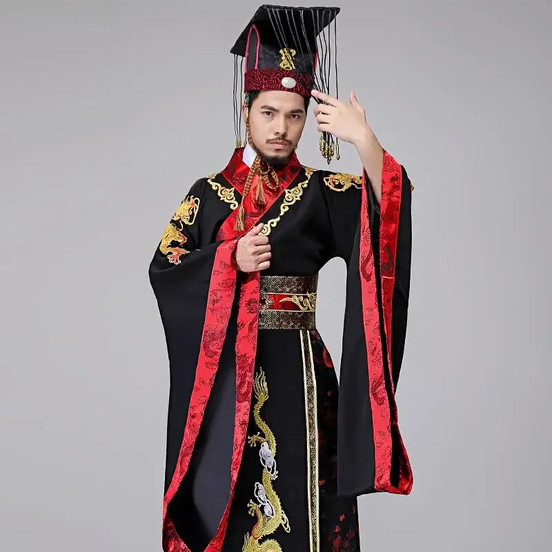 TV spielen männliche Kaiser Kostüm Drachen Stickerei Kleid traditionelle alte chinesische Hanfu Männer die Qin Dynastie imperiale Kleid