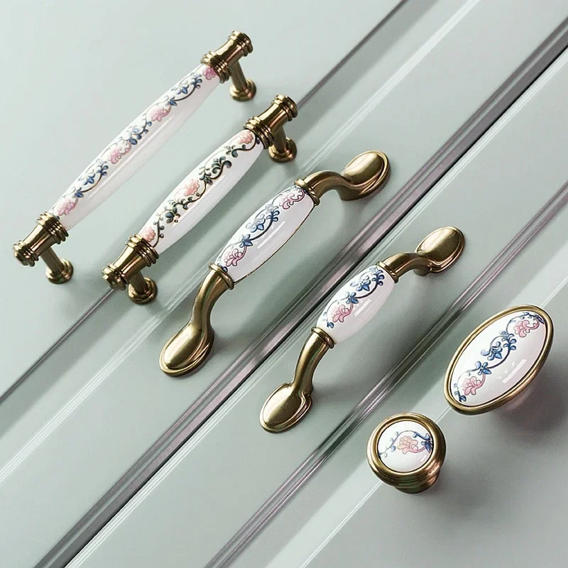ceramic handle American retro cabinet door modern minimalist European style drawer cabinet wardrobe cabinet handle