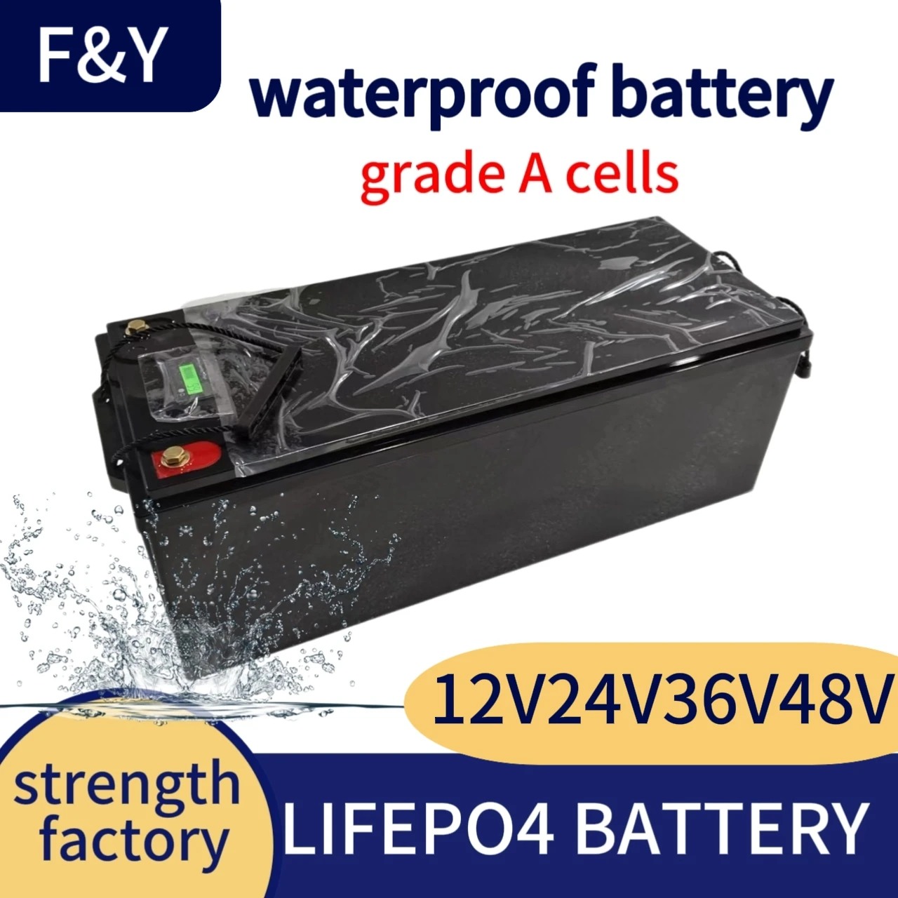 

F&Y12V 24V 36V 48V 100AH 150Ah 200AH 300Ah 400Ah lifepo4 lithium battery bluetooth BMS APP for solar inverter EV Fishing boat