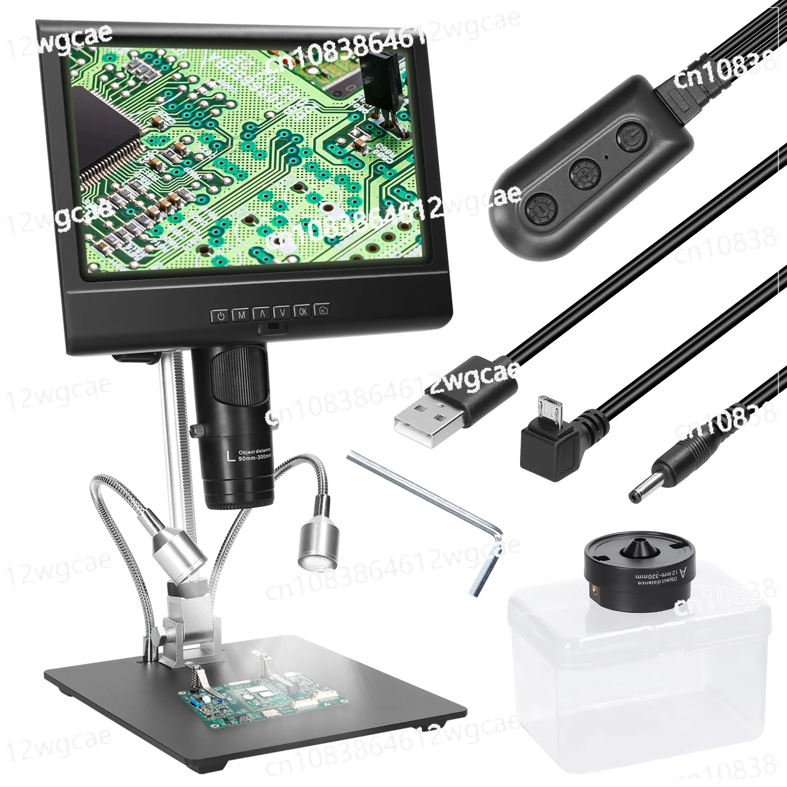 

AD209 Digital Microscope for Soldering Two Lens 4X Magnification Professional Microscope 10inch LCD Display LED Lamp