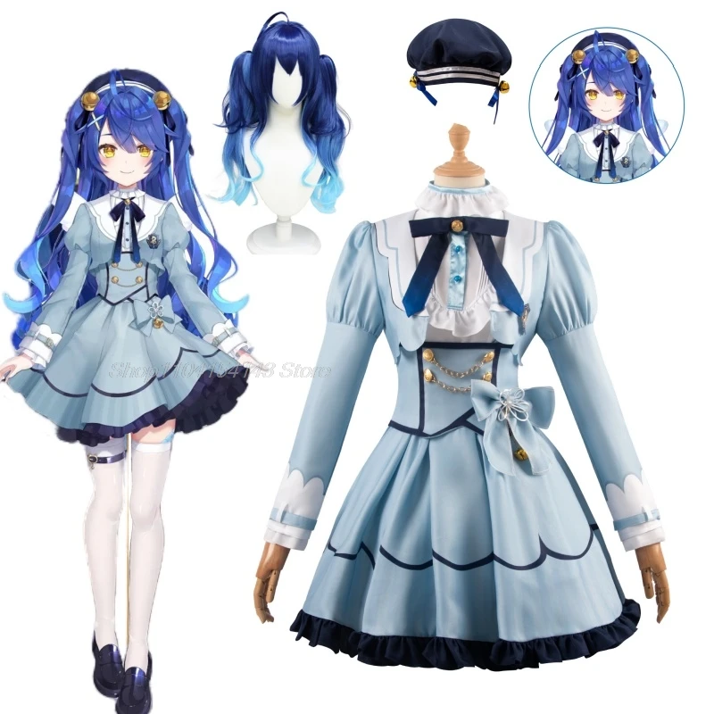 Anime Cosplay Vtuber Amamiya Kokoro Costume Lovely Lolita Uniform Halloween Carnival Party Role Play Outfit dress For Women wig