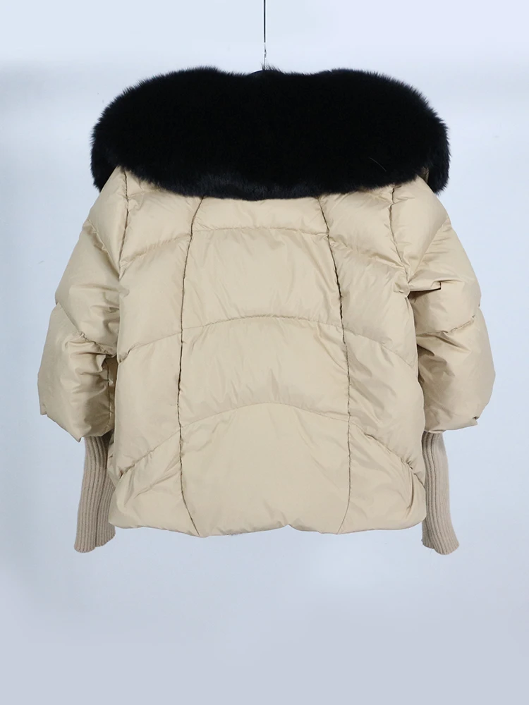 OFTBUY New White Duck Down Jacket Winter Women Warm Loose Coat Natural Real Fox Fur Collar Thick Luxury Outerwear New Fashion