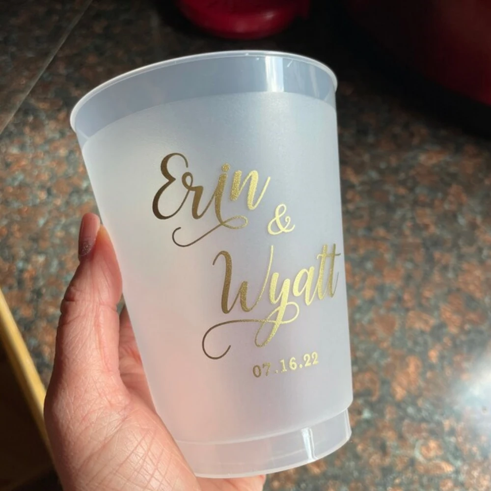 

Custom Wedding Frosted Cups, Personalized Frosted Cups Wedding Favors, Custom Plastic Cups Birthday Shower Party, Custom Text,