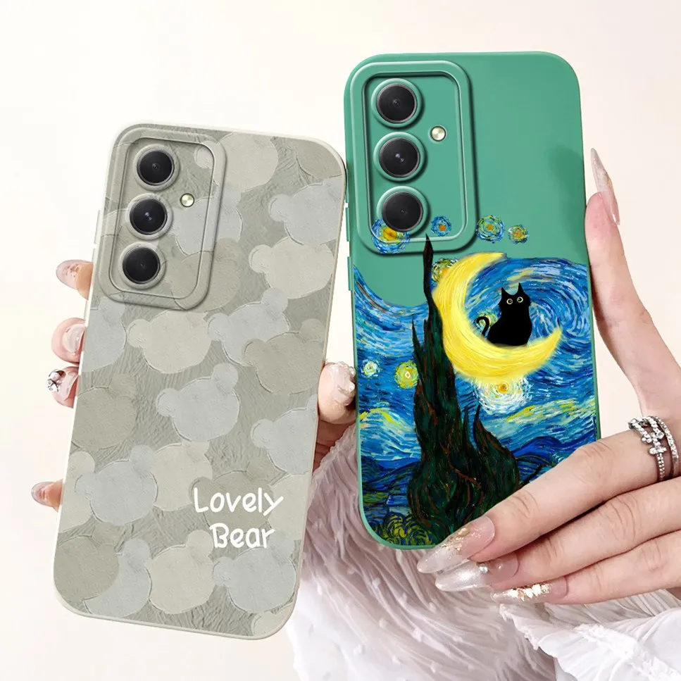 For Samsung Galaxy M55 Case SM-M556B Flower Cartoon Panda Soft Silicone Cover For Samsung M55 5G 6.7