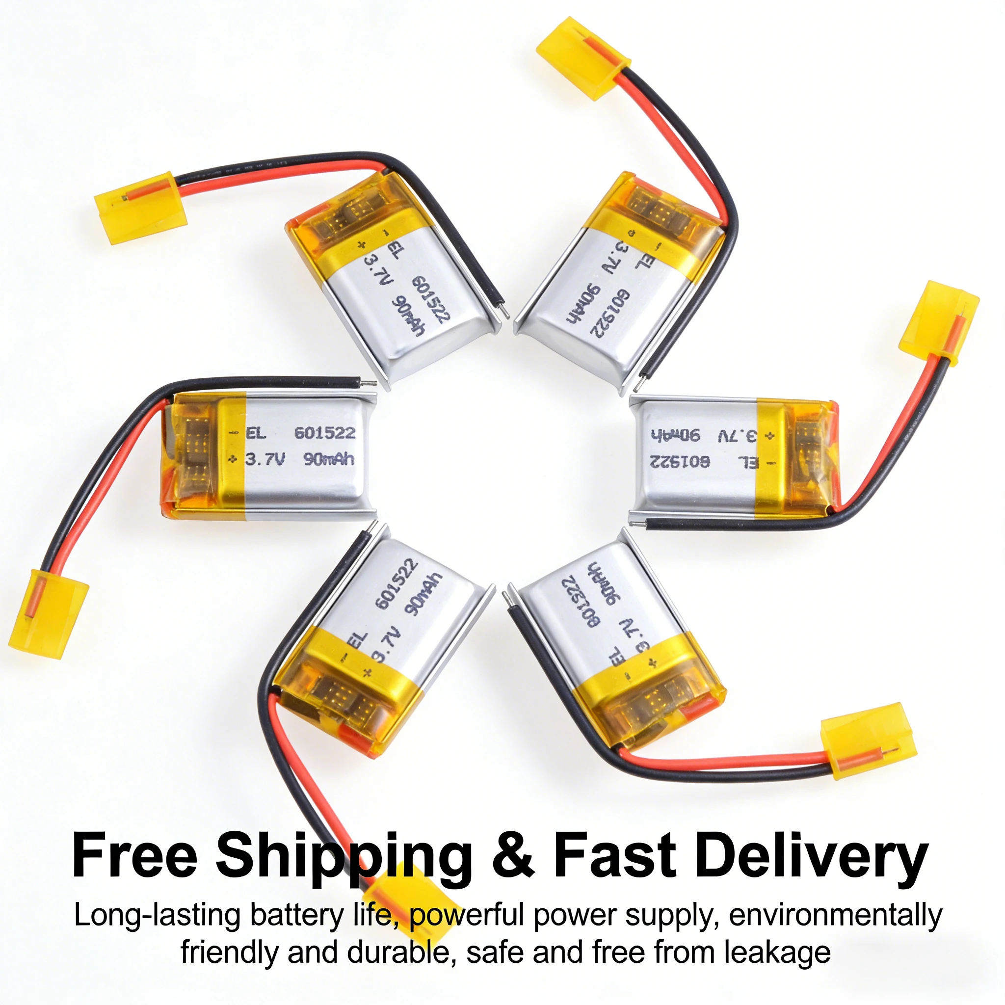 

3.7V 90mAh 15C High Discharge Lipo Battery 601522 for Anki Overdrive Replacement Cars RC Helicopter Drone 1-50Pcs Rechargeable