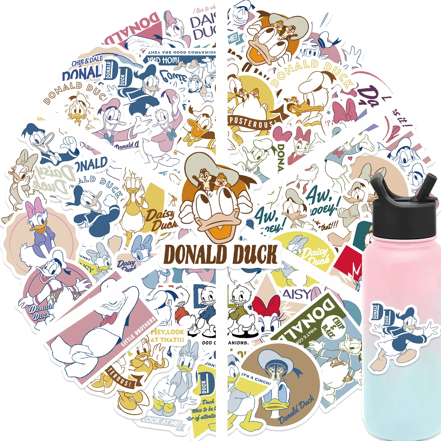 100 Stück Disney Anime Donald Duck Aufkleber für Kinder DIY Telefon Notebook Briefpapier Niedlicher Film Cartoon Aufkleber Spielzeug Geschenk