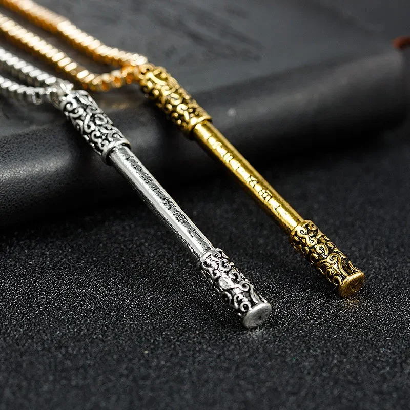 Black Myth：Wukong Stick Pendant Neckalce for Men Women Golden Rod Necklace Monkey Cosplay Costume Accessories Fans Cos Jewelry