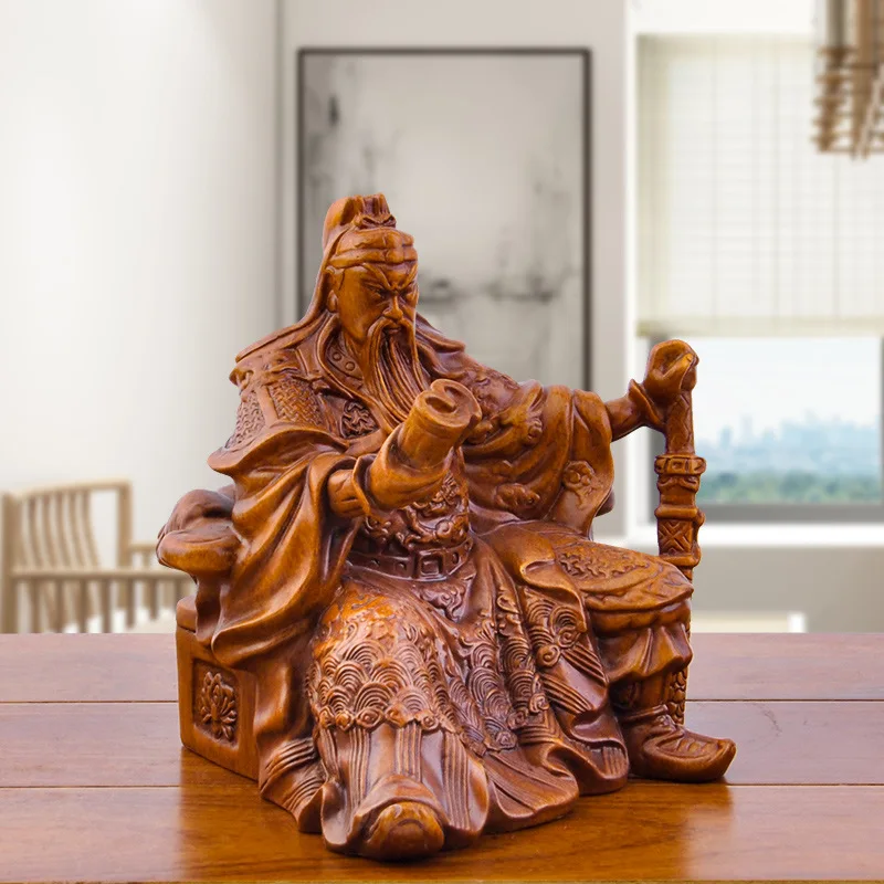 Guan Yu Figurine Guan Gong Reading Statue God of Wealth Sculptures Resin Crafts Living Room Office Home Decor Ornaments Gifts