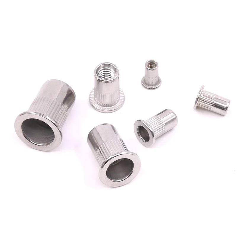 304 Stainless Steel Flat Head Threaded Rivet Nut Insert Nutsert Rivet Nut Assortment Kit - M3 M4 M5 M6 M8 M10(180Pcs)