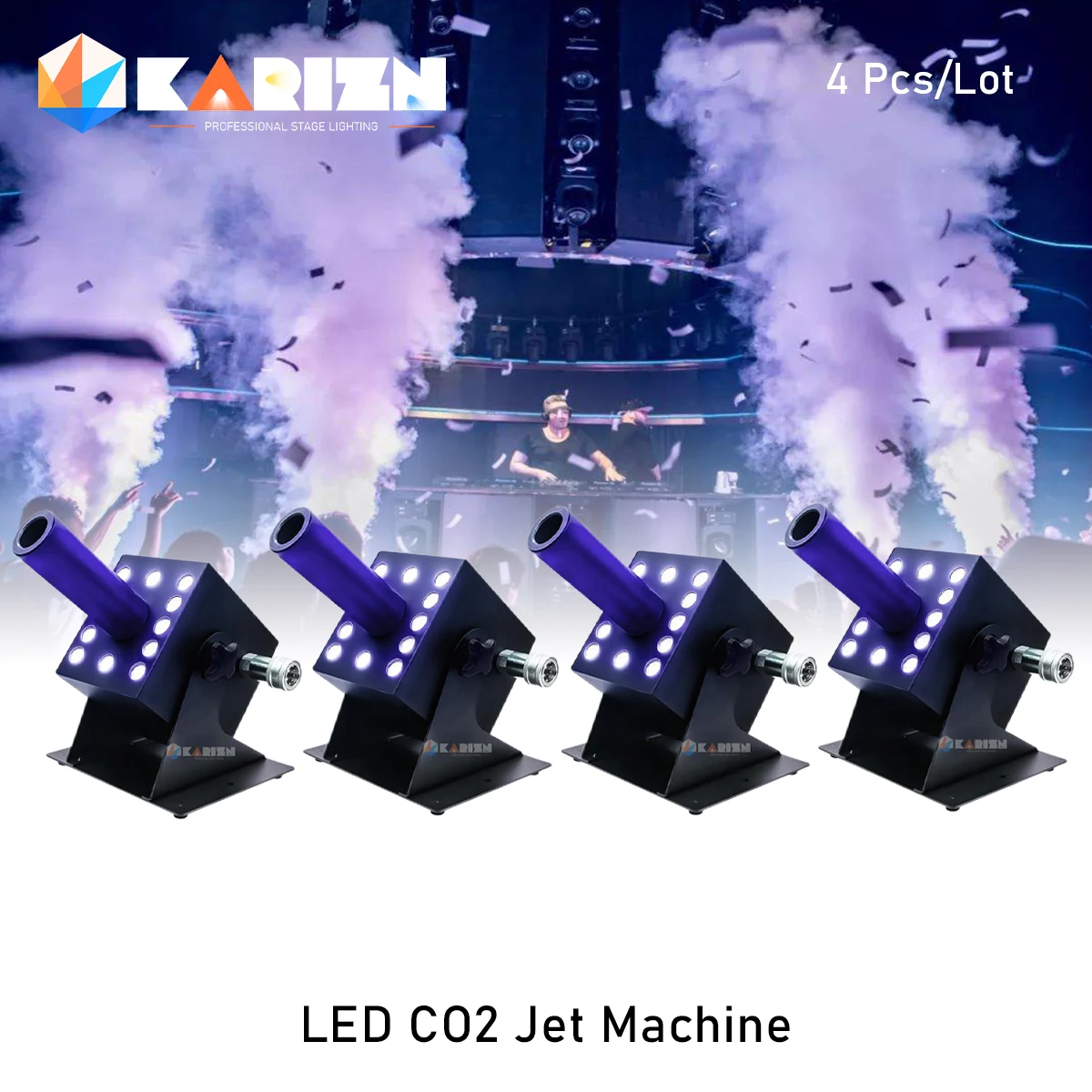 

0 Tax 4PCS/LOT DMX 512 Co2 Jet Machine Lockable Power Con Special Effect Dry Ice Fog Machine Adjustable Party Wedding Bar