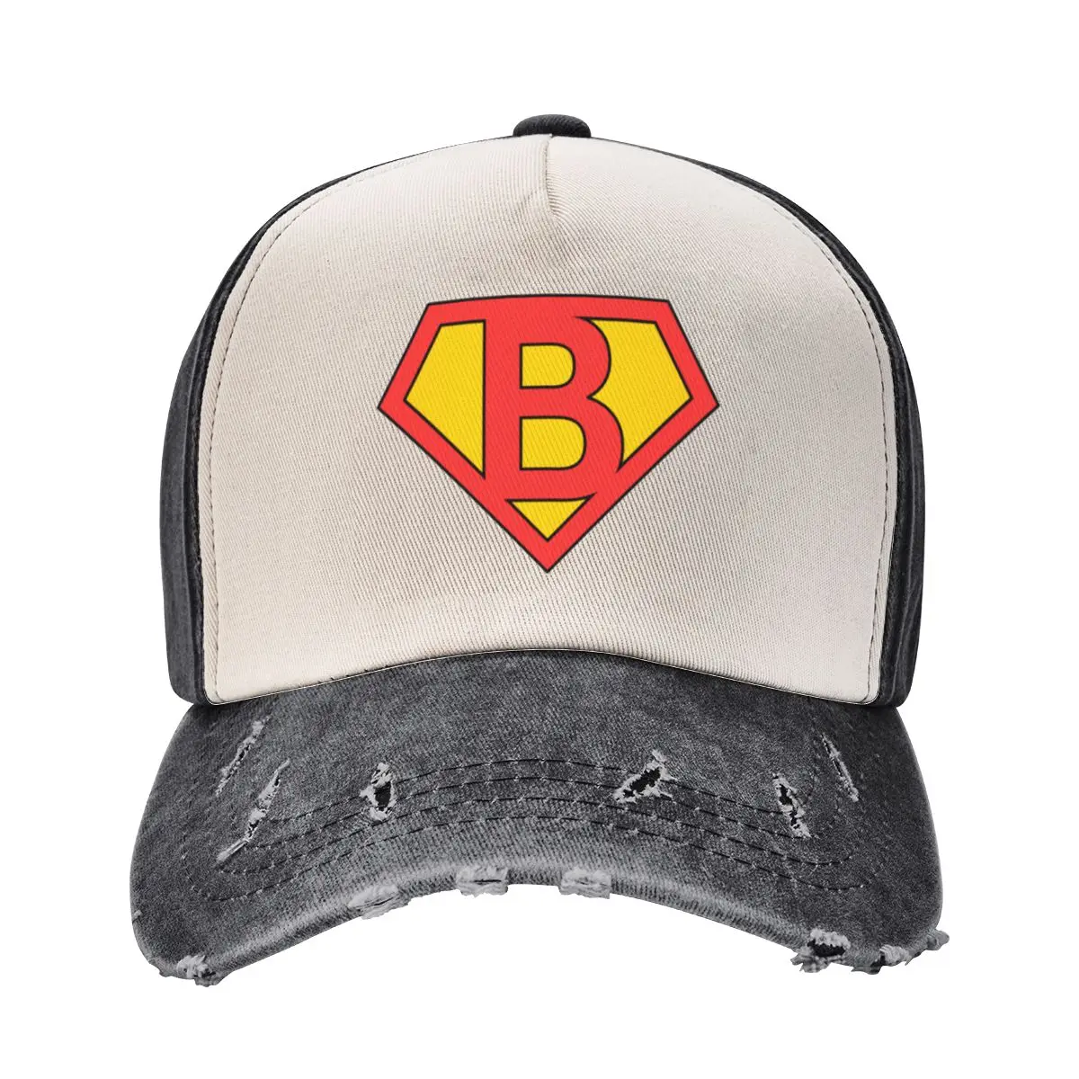 Letter B Super Letter Red and Yellow Baseball Cap summer hat |-F-| Mens Tennis Women's