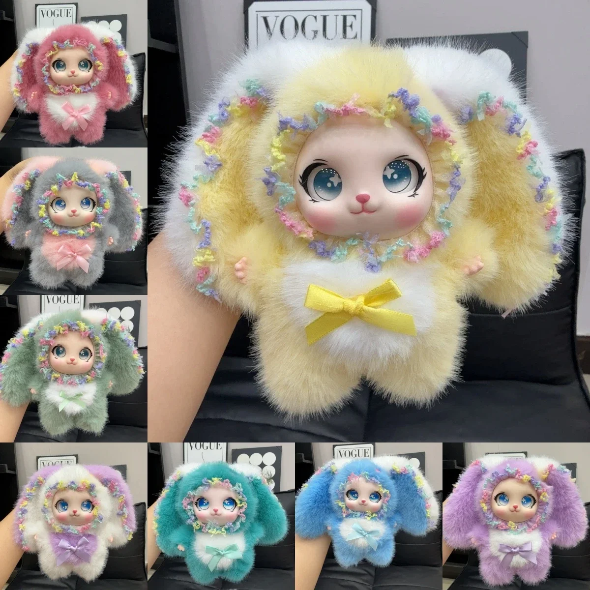 Cute Lace Bonnet Bunny Plush Doll Sweet Lolita Rabbit Stuffed Animal Creative Birthday Gift For Girls Friends Huggable Doll