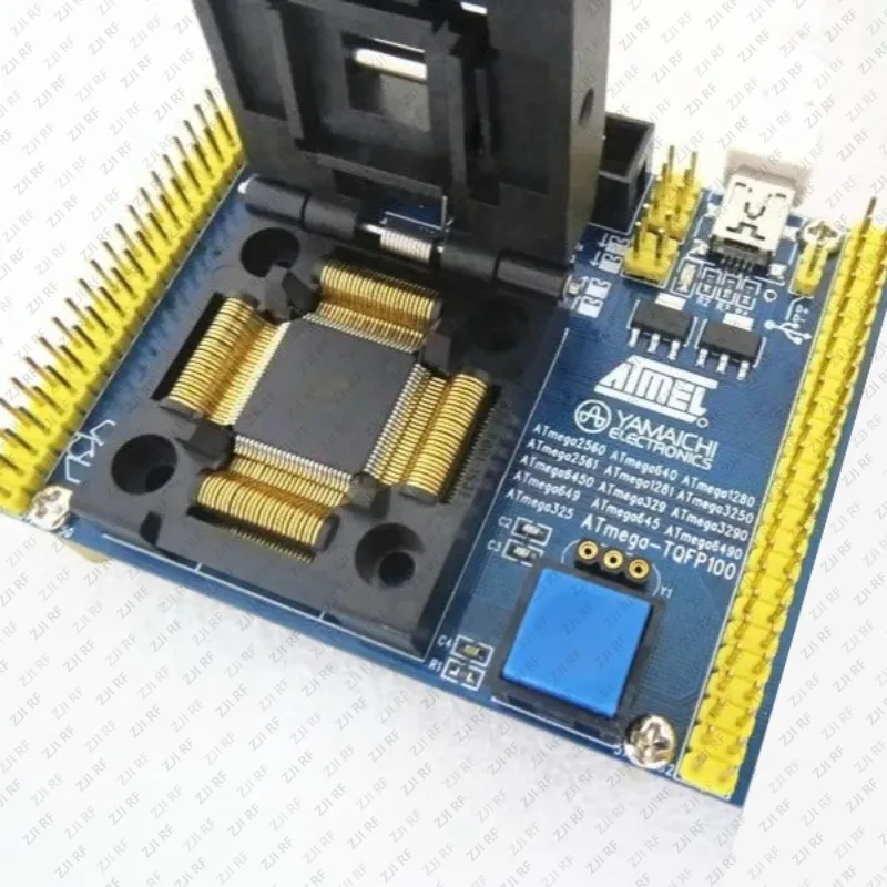 Clamshell Atmel QFP100 ATmega1280 /640/6540/2561/1281/3250 with USB Downloader IC Burning Seat Adapter Test Socket Test Bench