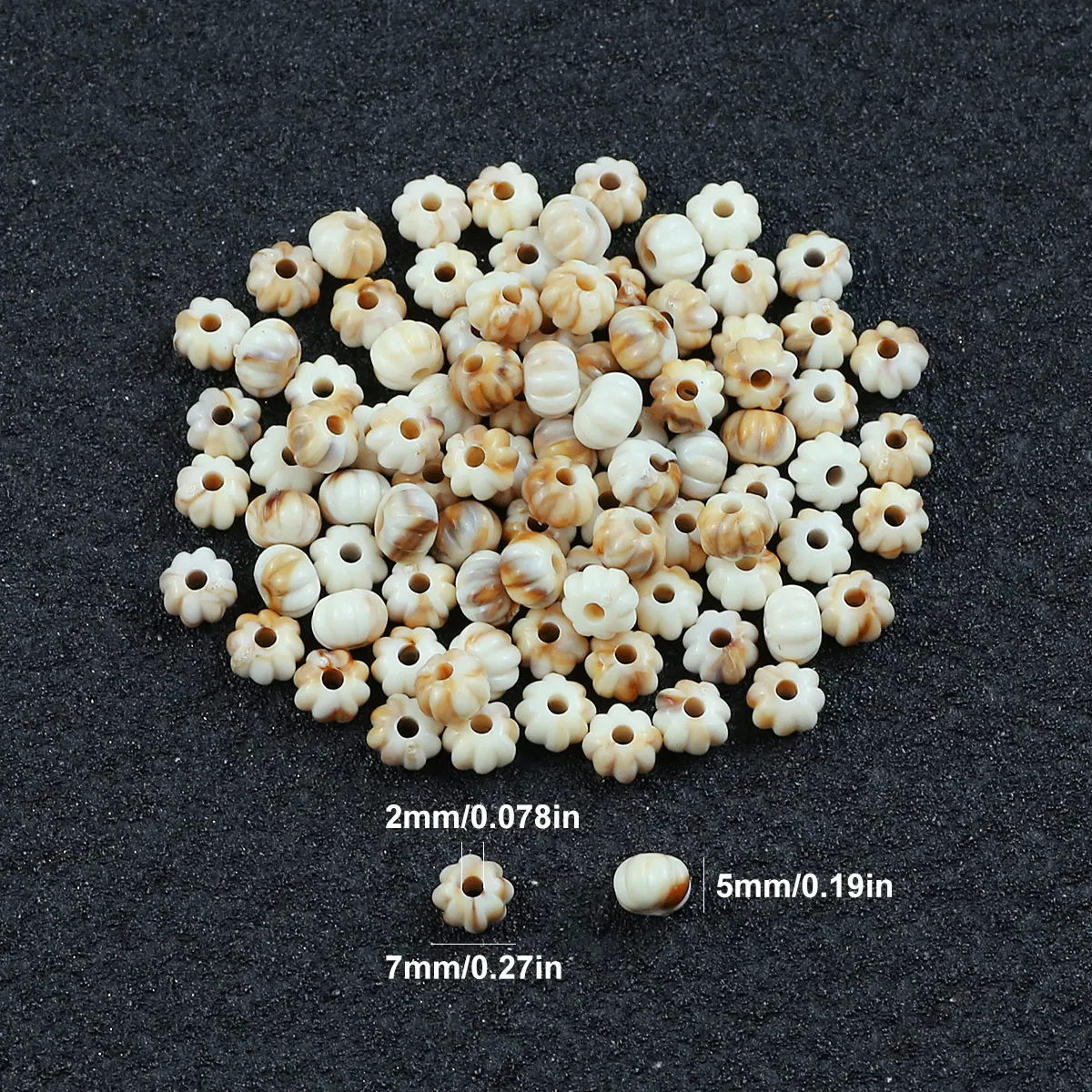 5×7mm 100pcs Acrylic Pumpkin Ball Beads Imitation Shell Round Loose Spacer Beads For Jewelry DIY Bracelet Earrings Accessories image 4