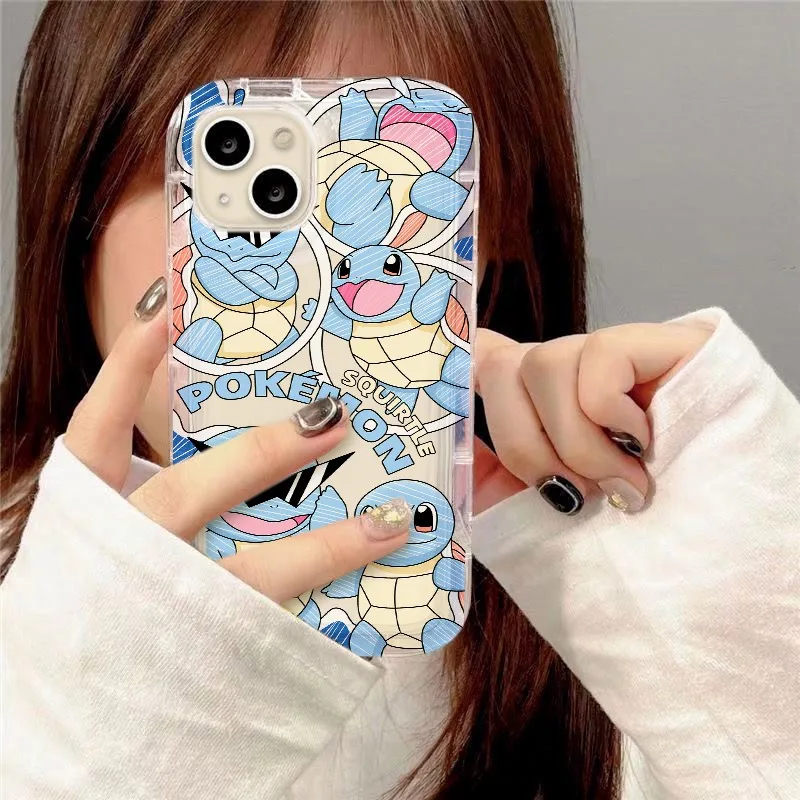 Funny Pikachus Squirtles Clear Case for Pokemons IPhone 16 15 14 13 12 11 Pro Max 14 15 7 8 Plus X XR XS Max Shockproof Cover