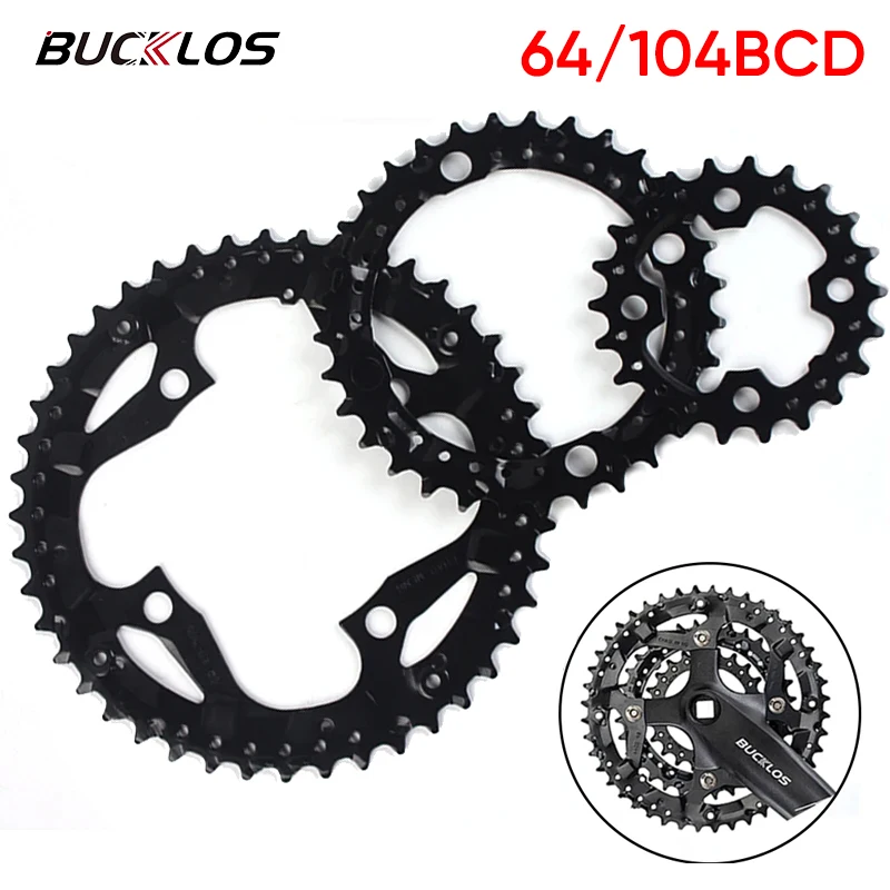 

BUCKLOS Bike Chainring MTB Bicycle Chainwheel 3*10 Speed Triple Chainring 22T 32T 44T 104/64BCD Bike Chainwheel for Bicycle Part