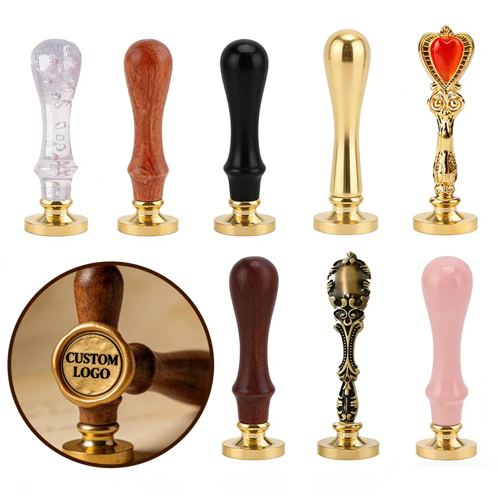 2,5 cm großes Logo-Wachssiegel-Stempel- und abnehmbares Griff-Set, individueller Anfangsbuchstabe, personalisierter Stempel für DIY-Hochzeitsumschläge, Papierkarten