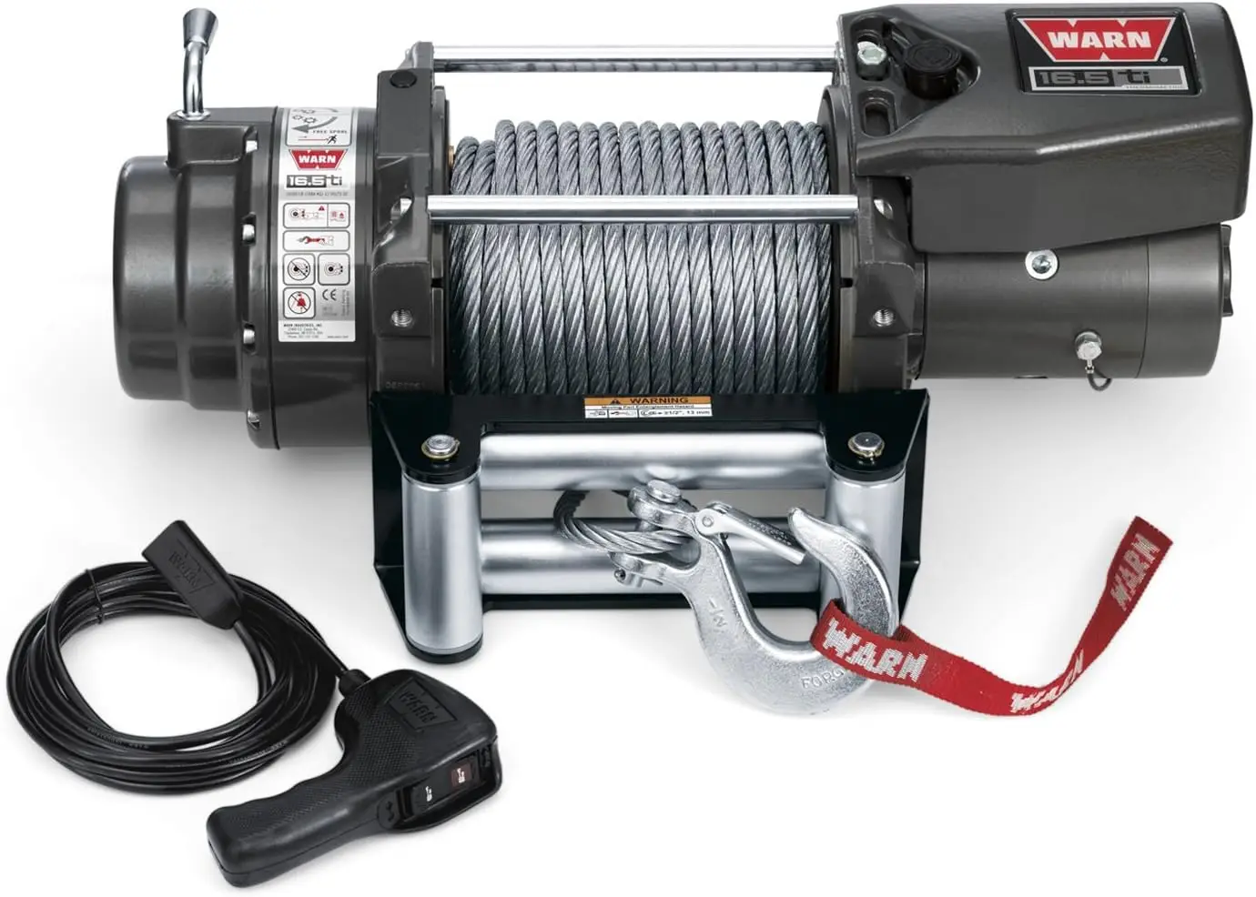 WARN 68801 16.5ti Series Electric 12V Heavyweight Thermometric Winch with Steel Cable Wire Rope: 7/16