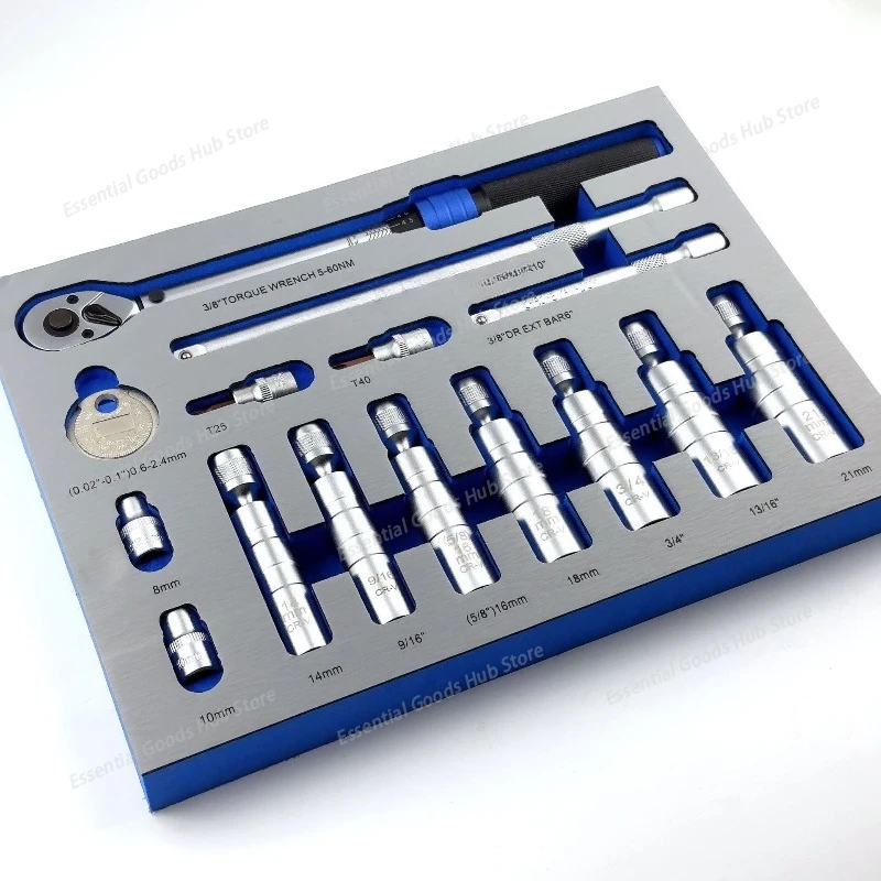 Spark Plug Socket Torque Wrench Set, Metric and Imperial Spark Plug Torque Wrench, Gap Gauge