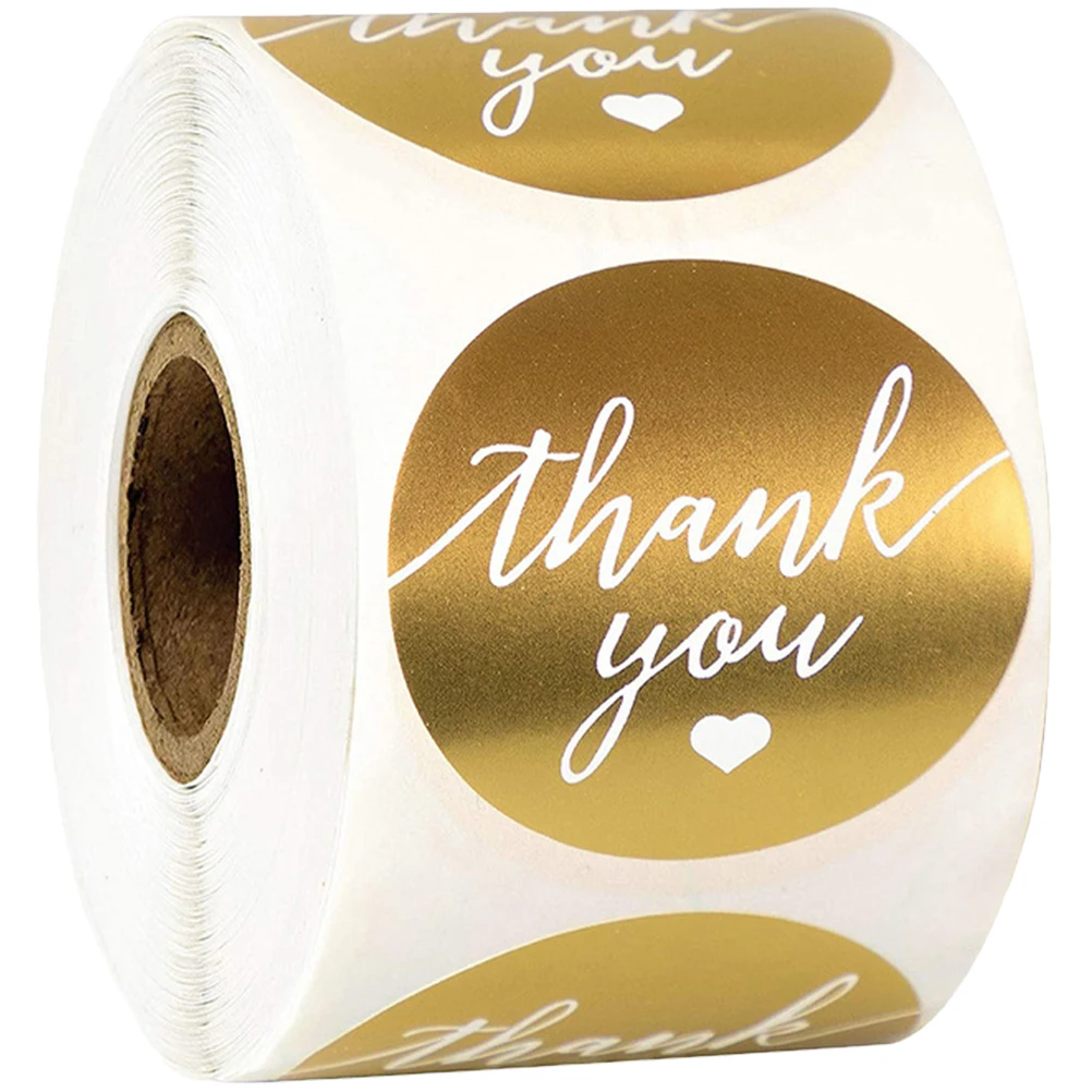 

500 Golden Thank You Stickers for Birthday Party Wedding Gift Packaging Labels Adhesive Sealing Baking Folder Tag