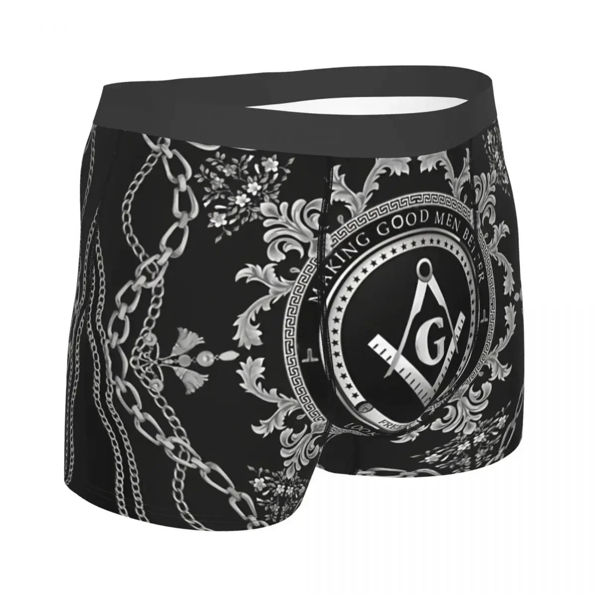 Freemasonry Baroque Design Underpants Breathbale Panties Man Underwear Print Shorts Boxer Briefs