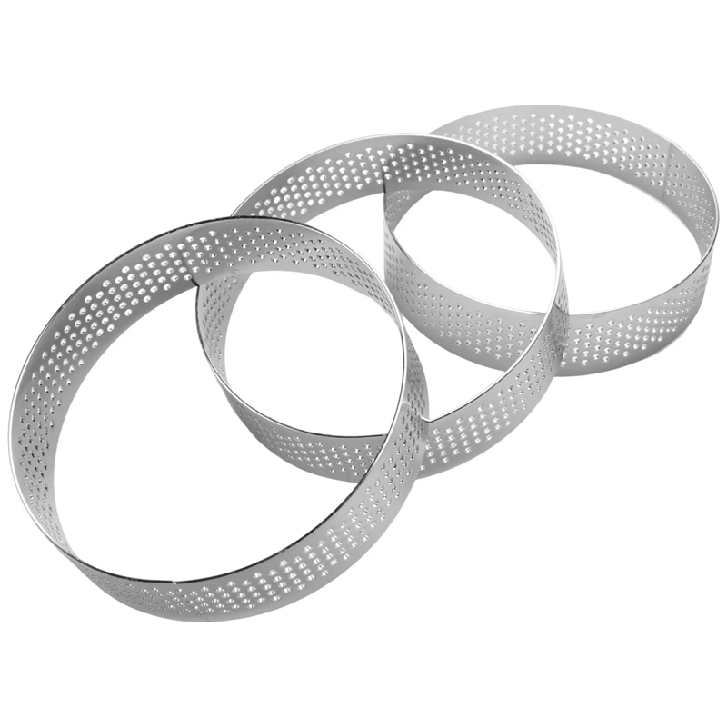 40 Pack Stainless Steel Tart Ring, Heat-Resistant Perforated Cake Mousse Ring, Round Ring Baking Doughnut Tools, 8Cm