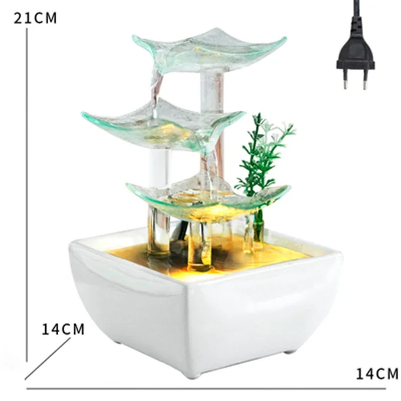 Desktop Water Ornaments Usb Mini Fountain Ceramic Glass Porch Bedroom Small Circulating Water Creative Decoration