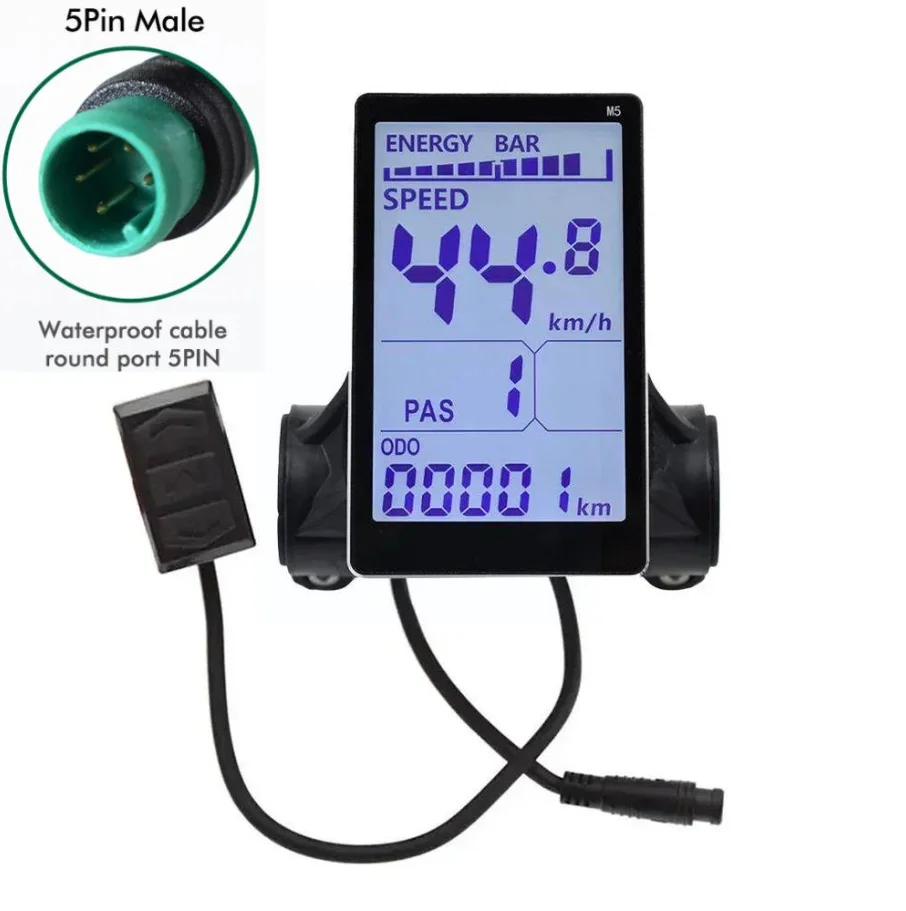 M5 LCD-Anzeigepanel 5-Pin Wasserdichter E-Bike Tachometer 24V-60V …
