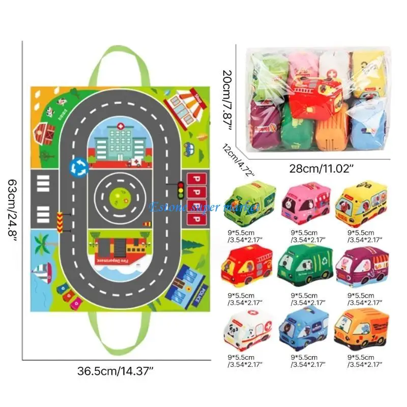 090B Multifunctional Baby Toy Car, Storage Bag, and Play Mat Squeaky Animals Interactive Car Toy with Sound Effects