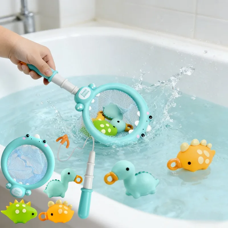 Set di giocattoli da pesca estivi per bambini con giochi multipli, gioco di pesca giocattolo puzzle per bambini con dinosauro galleggiante, gioco di bagno con capacità di messa a fuoco