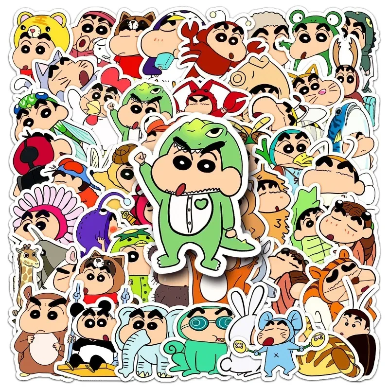 50pcs Anime Crayon Shinchan Stickers Cartoon Stickers Toy Laptop Motorcycle Suitcase Sticker Kids Christmas Birthday Party Gift