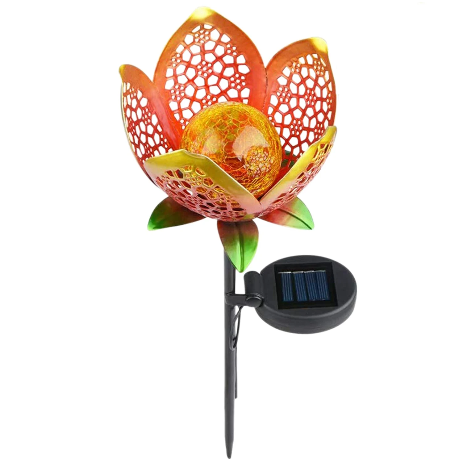 Solar Powered Flower Shape Light Iron Atmosphere Night Lamp for Patio Garden