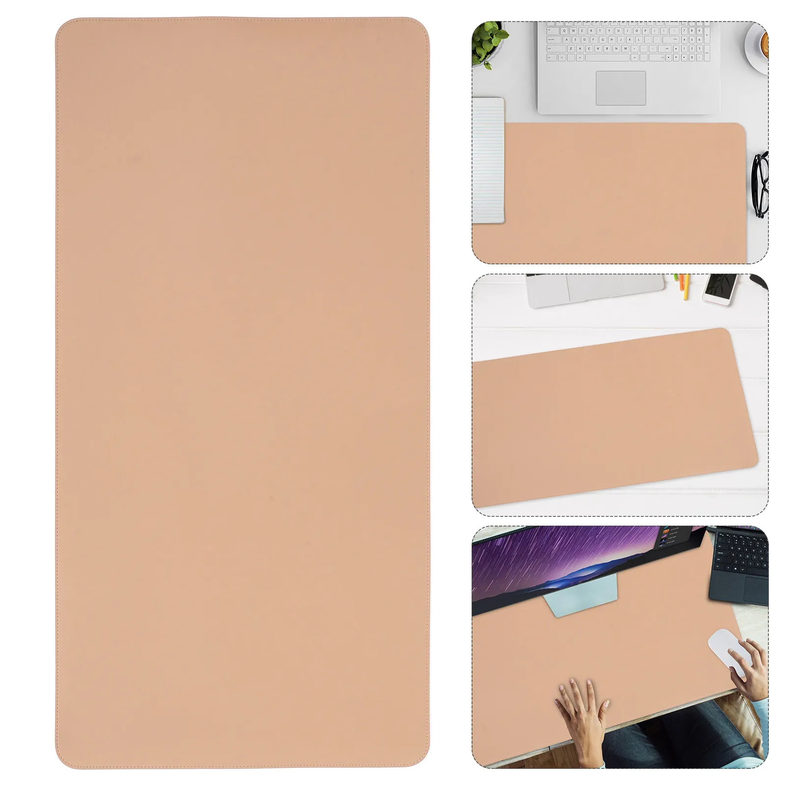 Dual-Sided Desk Pad Large PU Cork Mouse Pad Protector Office Home Desk Mat Non-Slip Writing Keyboard Mousepad Beige