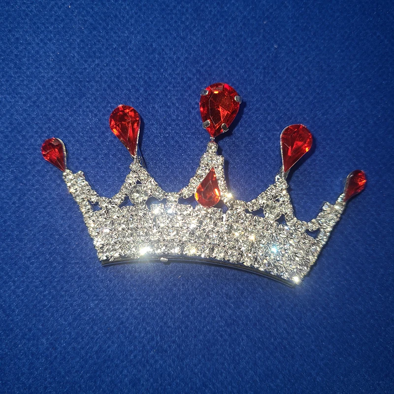Big Crown Brooch with Red Crtystal Fashion Jewelry for Women's Coat Bag Hat Decoration