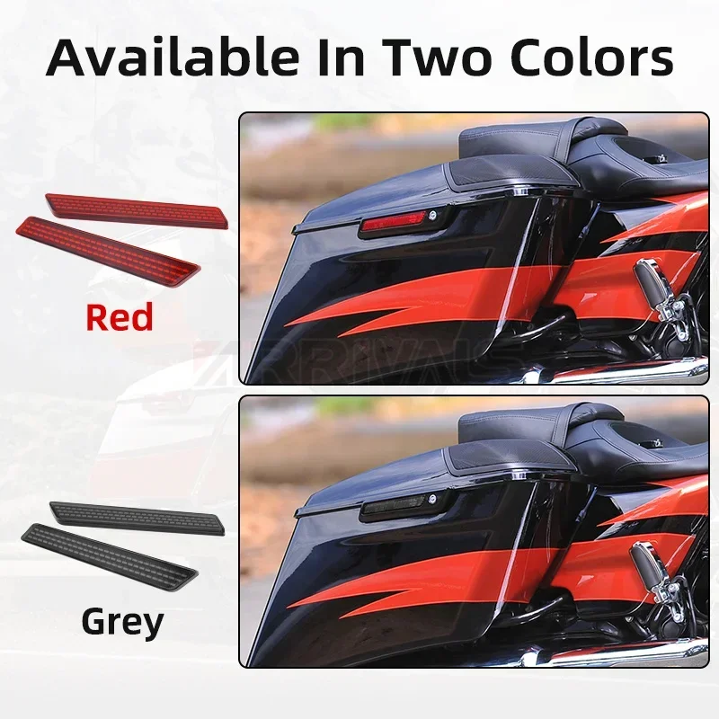 Motorcycle LED Saddlebag Latch Light Smoke Red Lens For Harley Touring Electra Glide Road Glide CVO Limited 2014-2022