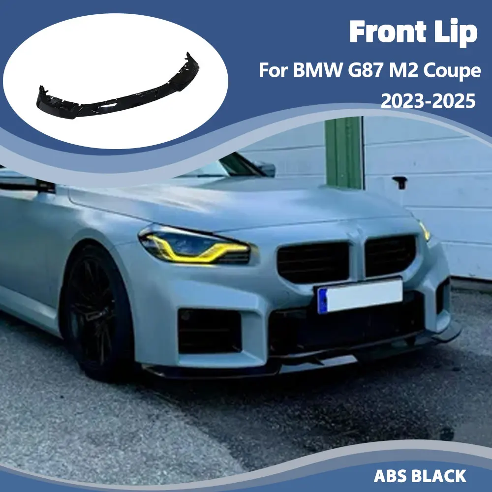 

for BMW G87 M2 Coupe 2023-2025 Front Lip Car Front Bumper Lower Spoiler Lip Chin Guard Protector 3PCS ABS Black