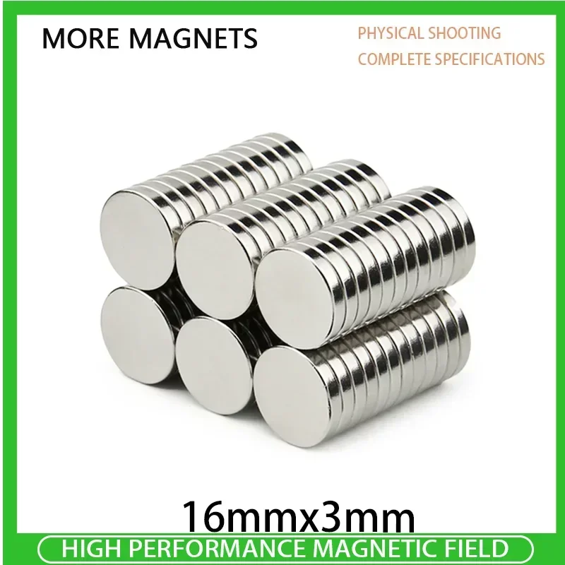 10/20/50PCS 16x3mm Circular Powerful Neodymium Magnet N35 Super Strong Fridge Magnets 16*3mm Magnetic Sheet Fishing Magnet